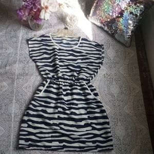Blue and white striped dress